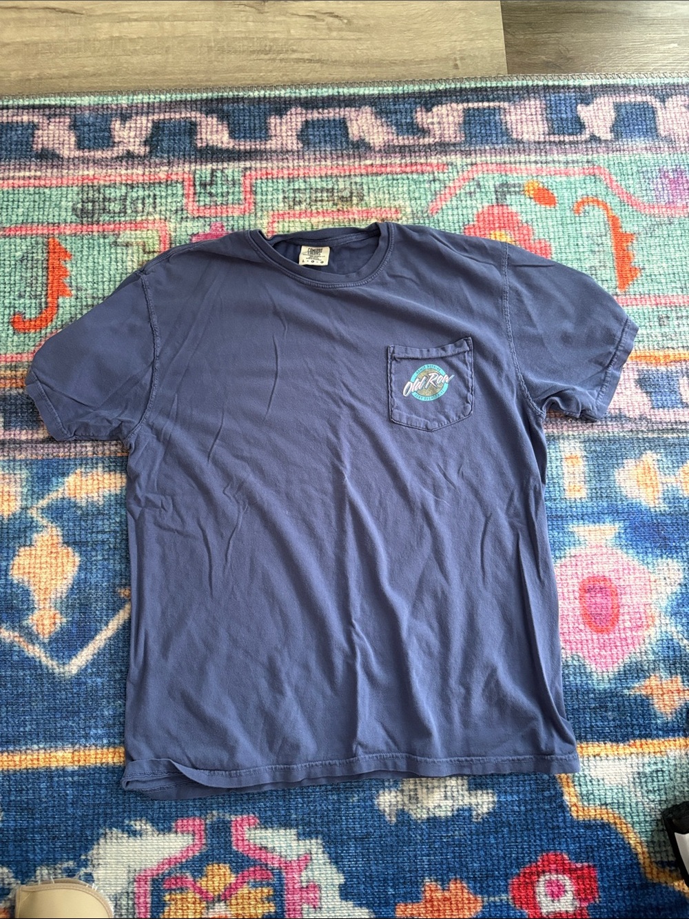 Men’s Washed Navy Pocket Tee with Subtle Logo